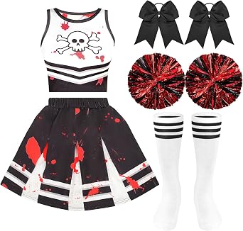 Liitrsh Girls Cheerleader Costume Halloween Bloody