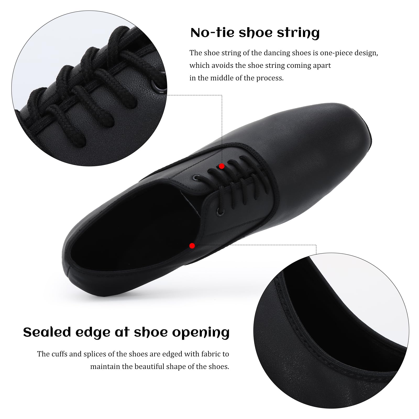 Zapatos de Baile Latino Hombre de Tacón Bajo Práctica Danza Zapatos 2.5 cm, Negro
