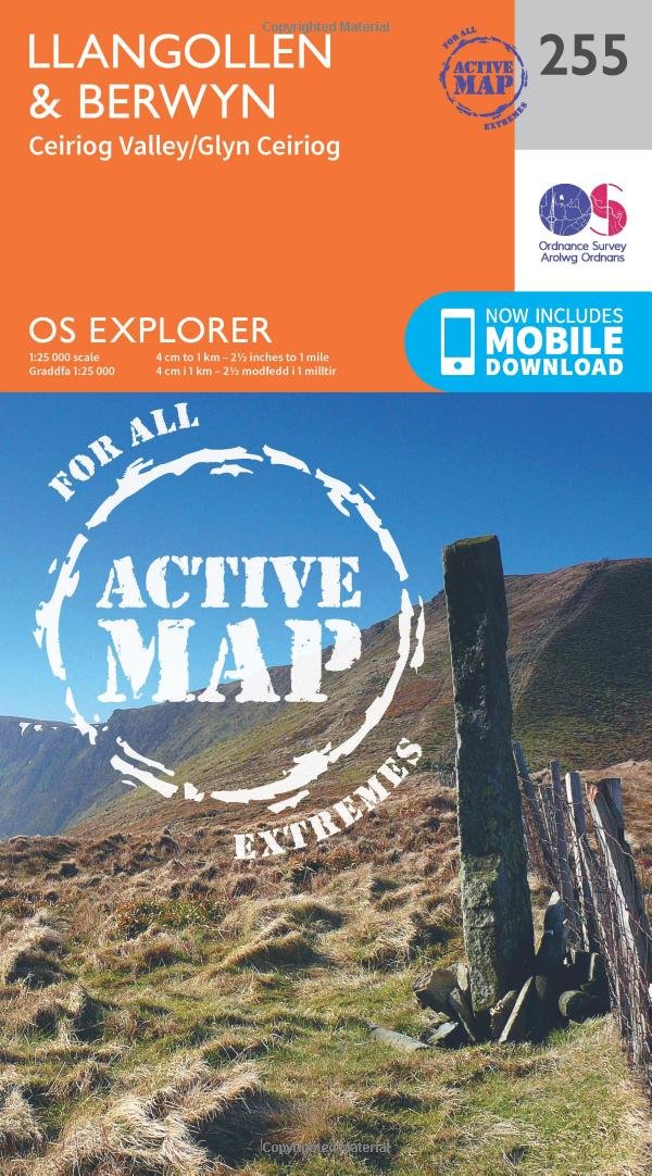 Llangollen & Berwyn Map | Weatherproof | Ceiriog Valley / Glyn Ceiriog | Ordnance Survey | OS Explorer Active Map 255 | Wales | Walks | Hiking | Maps | Adventure