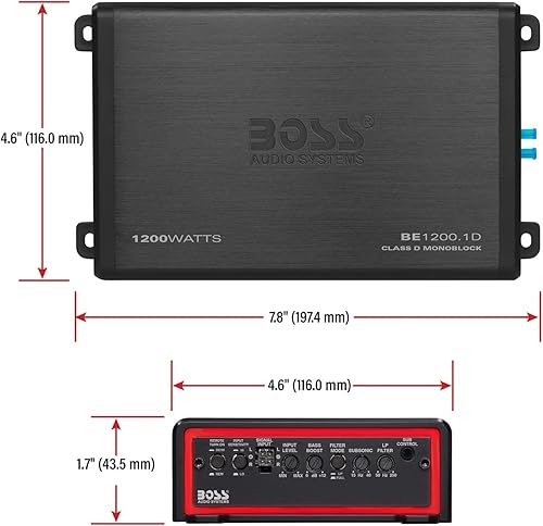 Miniatura 6 de BOSS Audio Systems Elite BE1200.1D - Amplificador de coche clase D, 1200 vatios, estable de 1 ohmio, digital, monobloque, fuente de alimentación