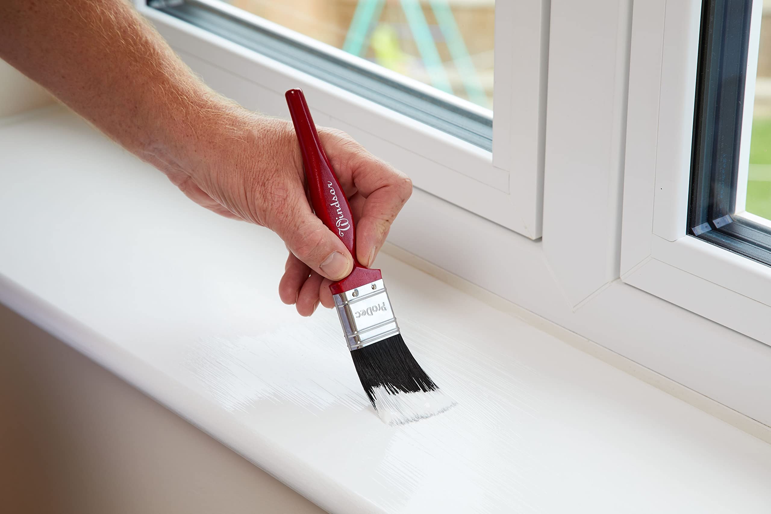 ProDec Juego de brochas de cerdas puras Profesionales Windsor Trade de 6 Piezas para Pintar con Pinturas de emulsión, Brillantes y satinadas en Paredes, techos, Madera y Metal
