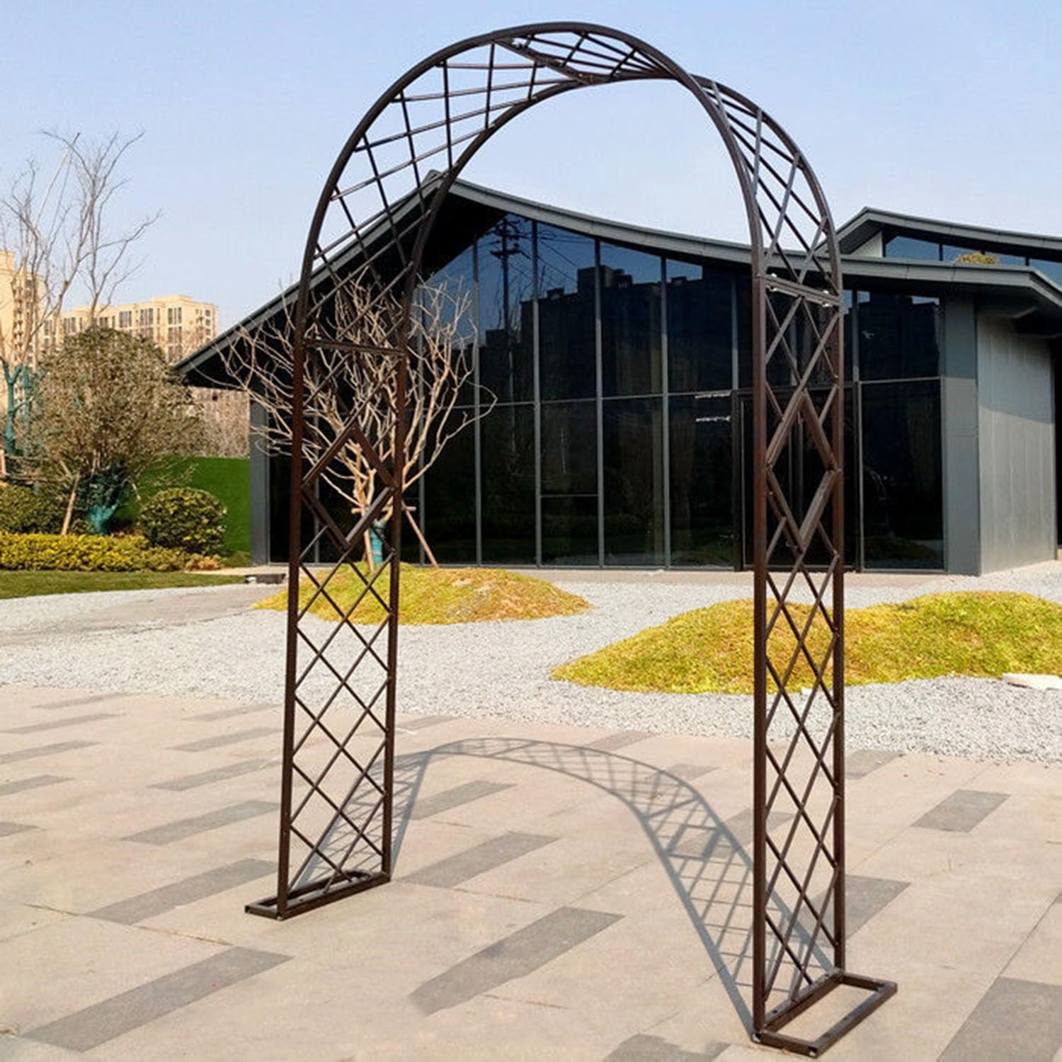 Treillis d'arche de jardin en métal robuste pour plantes grimpantes – 1,4 m – Tonnelle en bronze pour décoration de mariage en extérieur, parfait pour terrasse, aménagement paysager de jardin, durable