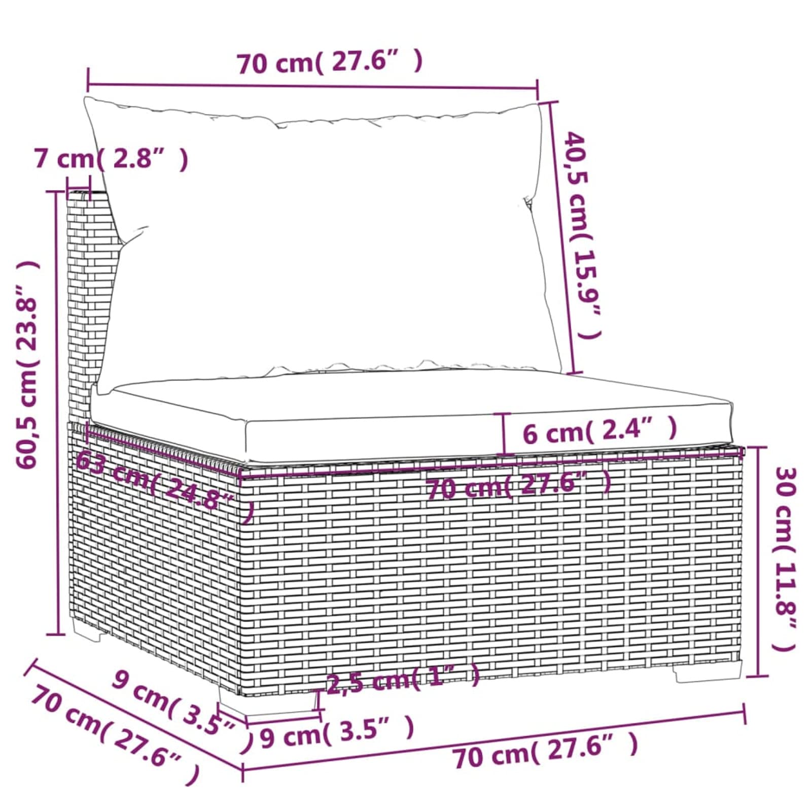 Gecheer Set 3 pz,Divani,da Giardino,per Esterno,3 Posti,in Polyrattan,Marrone,Divano 3 Posti da Giardino da Esterno,Salotto da Giardino,da Esterno,Divano Modulare,Divano in Polyrattan