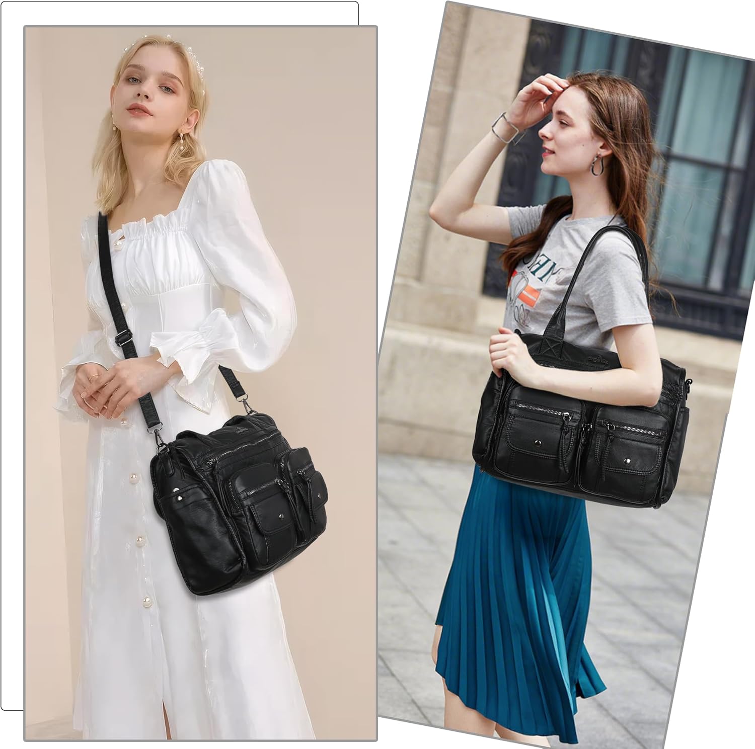 Angel Kiss Purses and Handbag for Women Soft Leather Hobo Bags Satchel Shoulder Bags Ladies Tote Crossbody Bag - Image 3