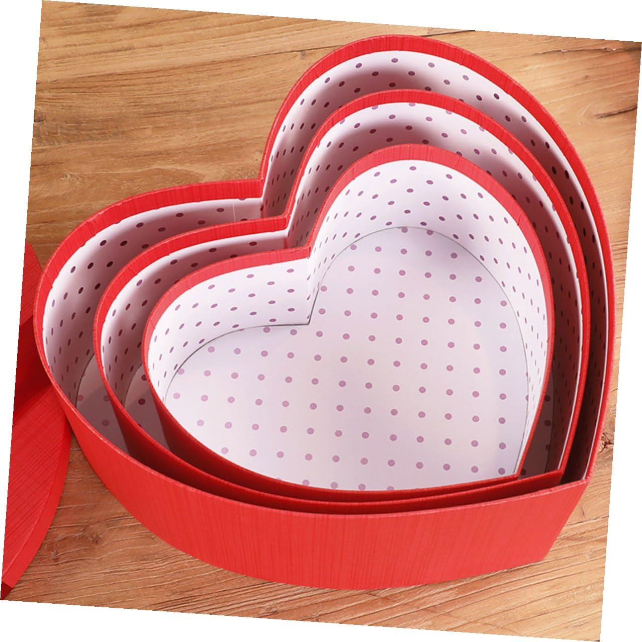 HOLIDYOYO 3 Stück-pack Rote Herzförmige Geschenkboxen aus Papier für Valentinstag und Geburtstag