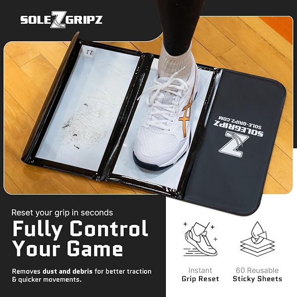 Portable Basketball & Volleyball Sticky Mat by Sola Athleticsâ€“ Foldable, Reusable, Non-Slip Traction Board for Court S