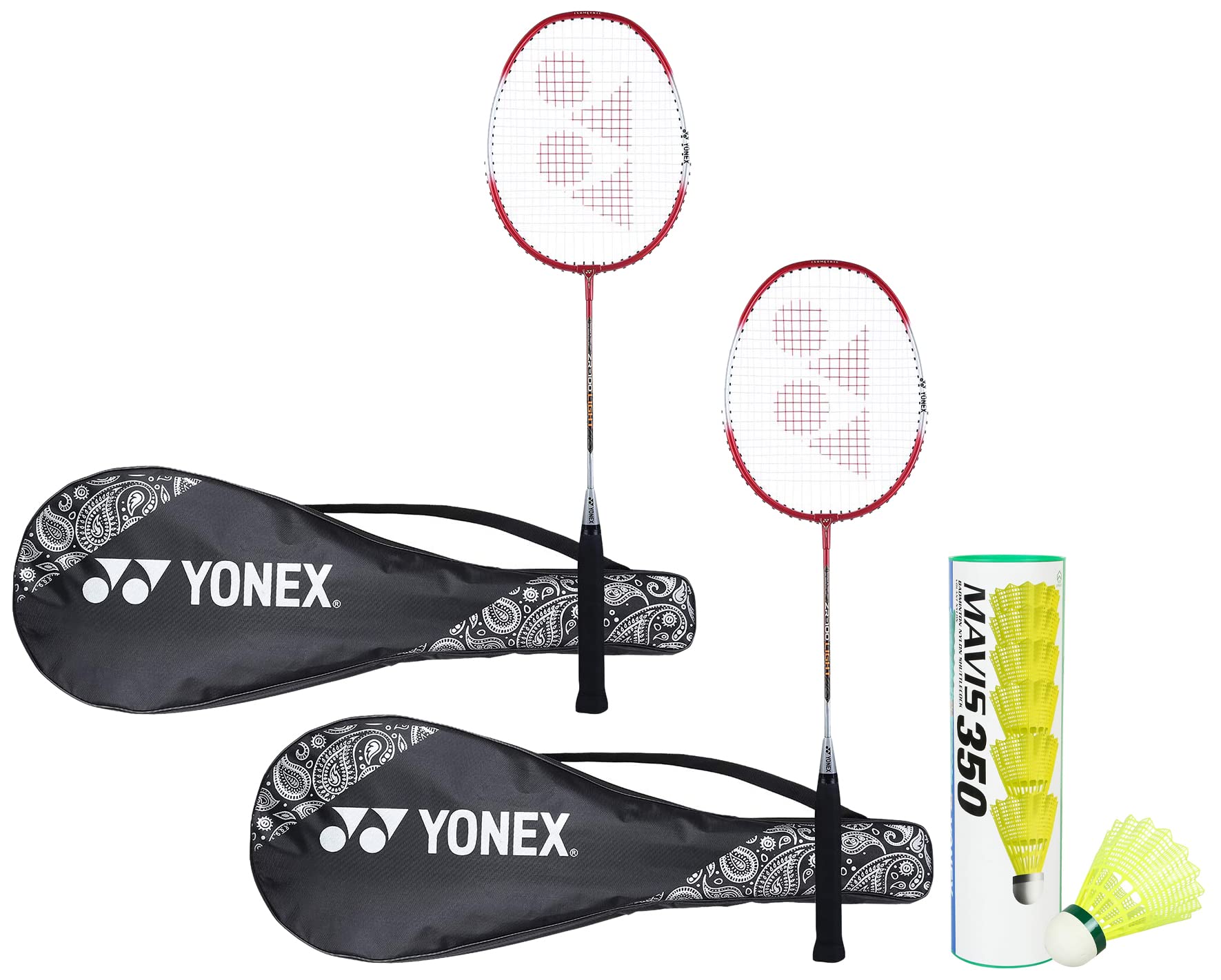 YONEX ZR 100 Light Aluminium Blend Badminton Racquet with Full Cover (Red) - Set of 2 & Yonex Mavis 350 Nylon Shuttlecock (Pack of 6) - Made in Japan (B0BB6K5YLT) Amazon Price History, Amazon Price Tracker