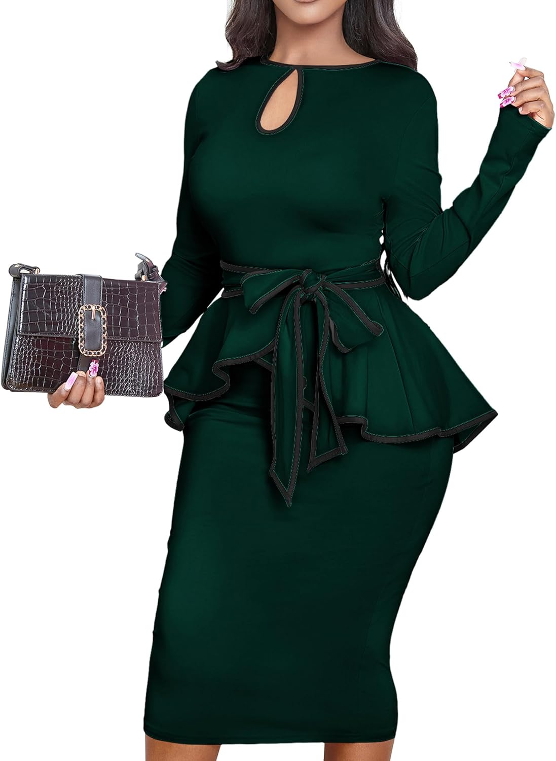 Women's Bodycon Vintage Dresses Elegant Peplum Dresses for Women Business Work Office - Image 3