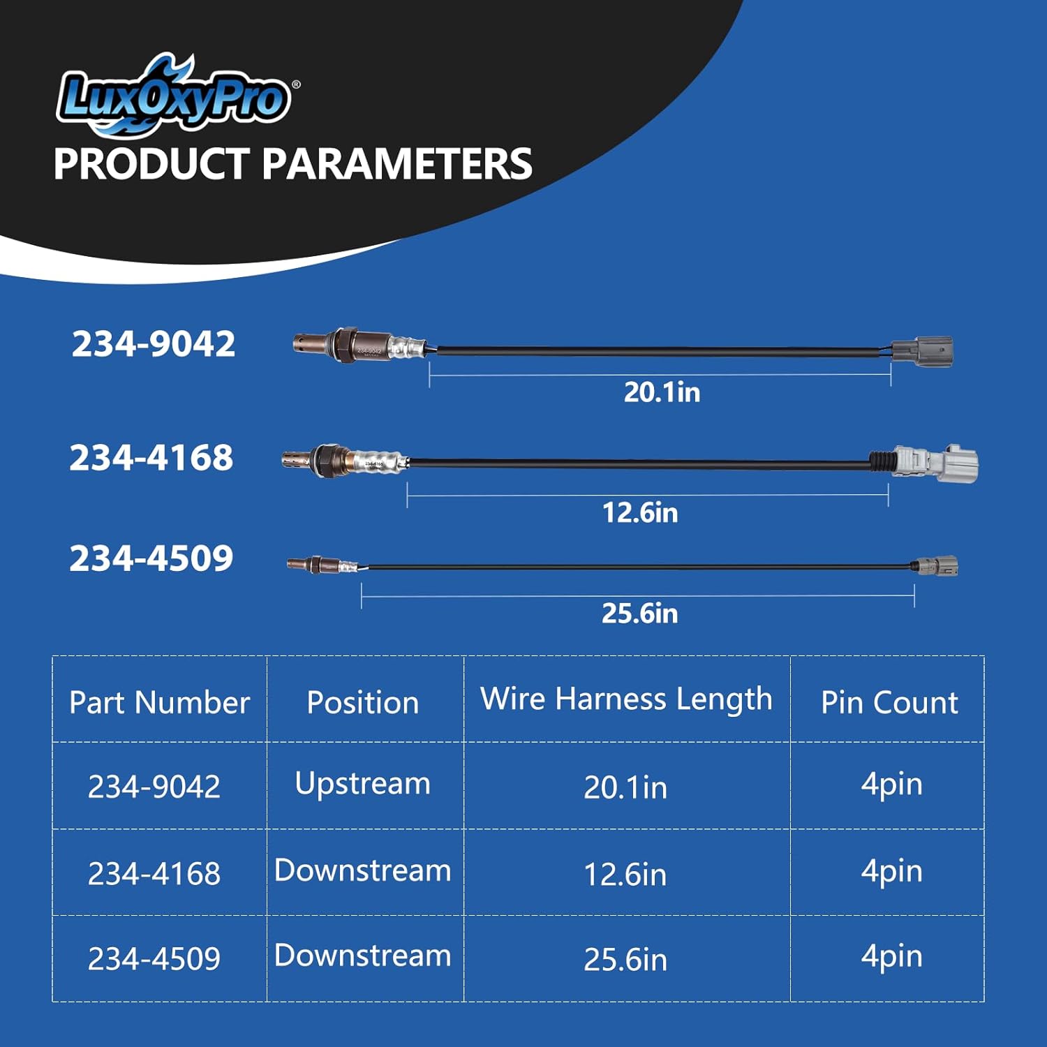 Oxygen O2 Sensor Upstream and Downstream for Toyota Highlander 3.3L V6 2004-2007, Replace 234-9042 234-4509 234-4168 4Pcs