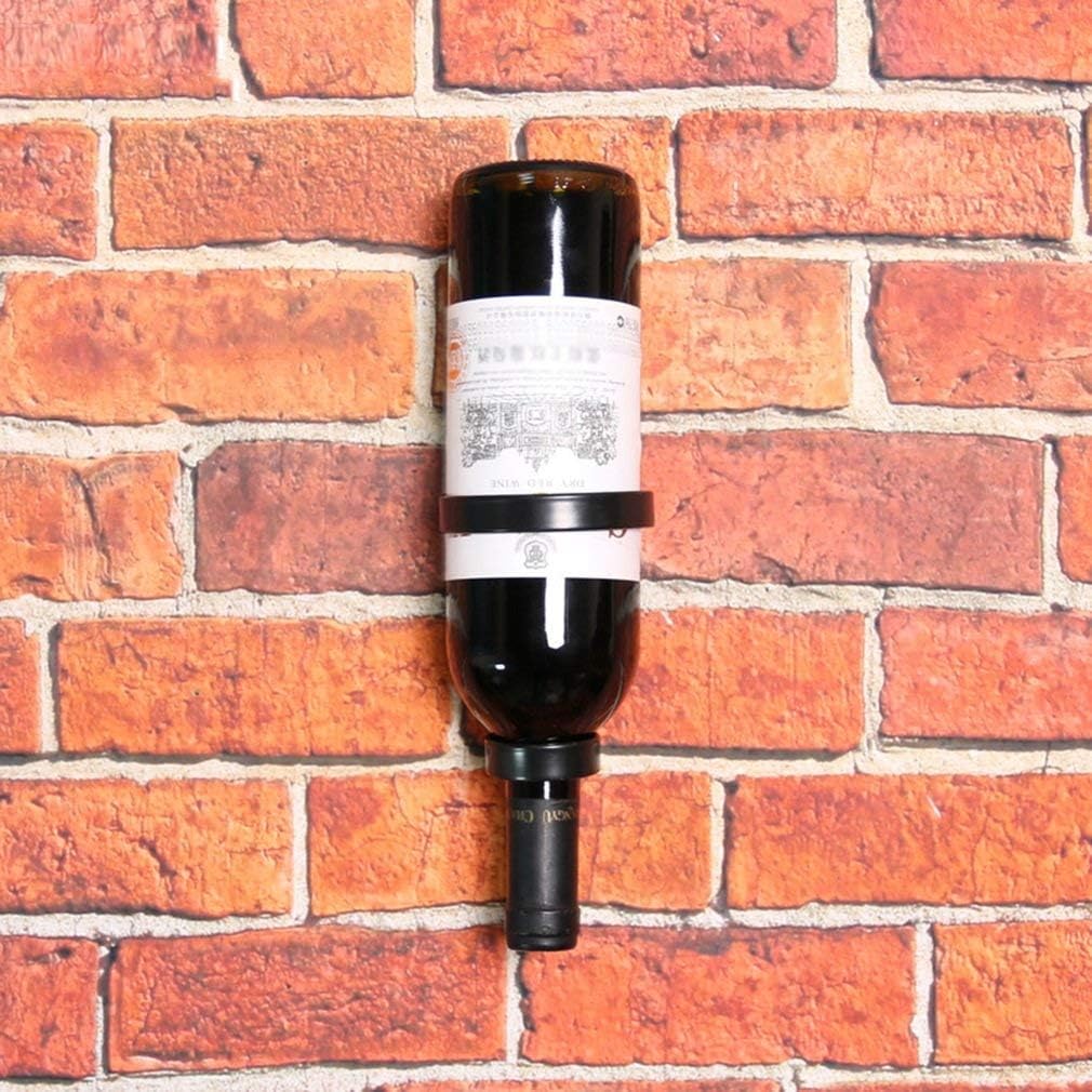 Black Wall Mounted Wine Rack Metal Industrial Wind Wine Bottle Holder Retro Creative Wall Decoration (Size:8.5 * 9 * 13cm)