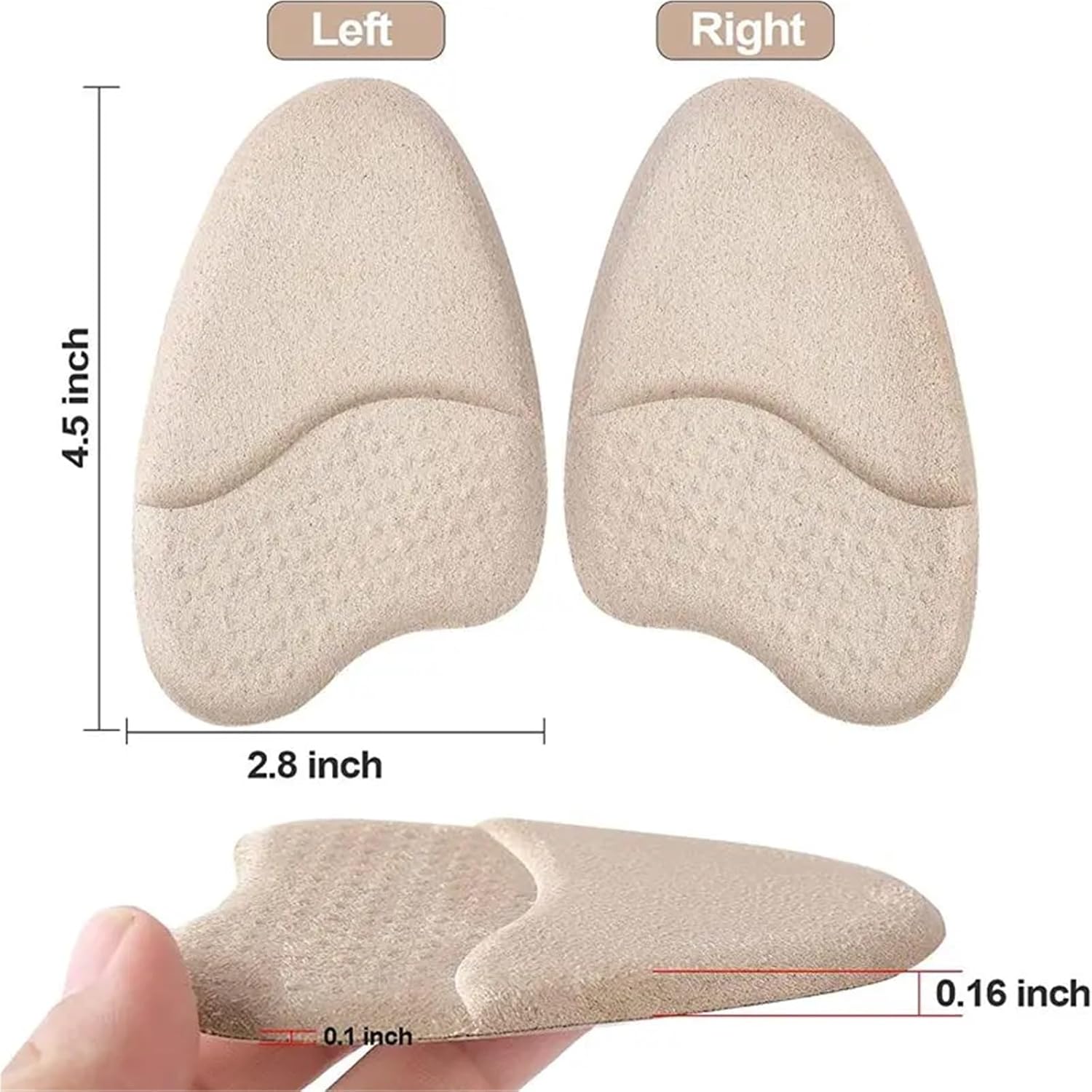 20 Pair Women's Forefoot Cushion Pads - Sweat-Absorbing Non-Slip Half-Inserts for Shoe Breathability(Black)