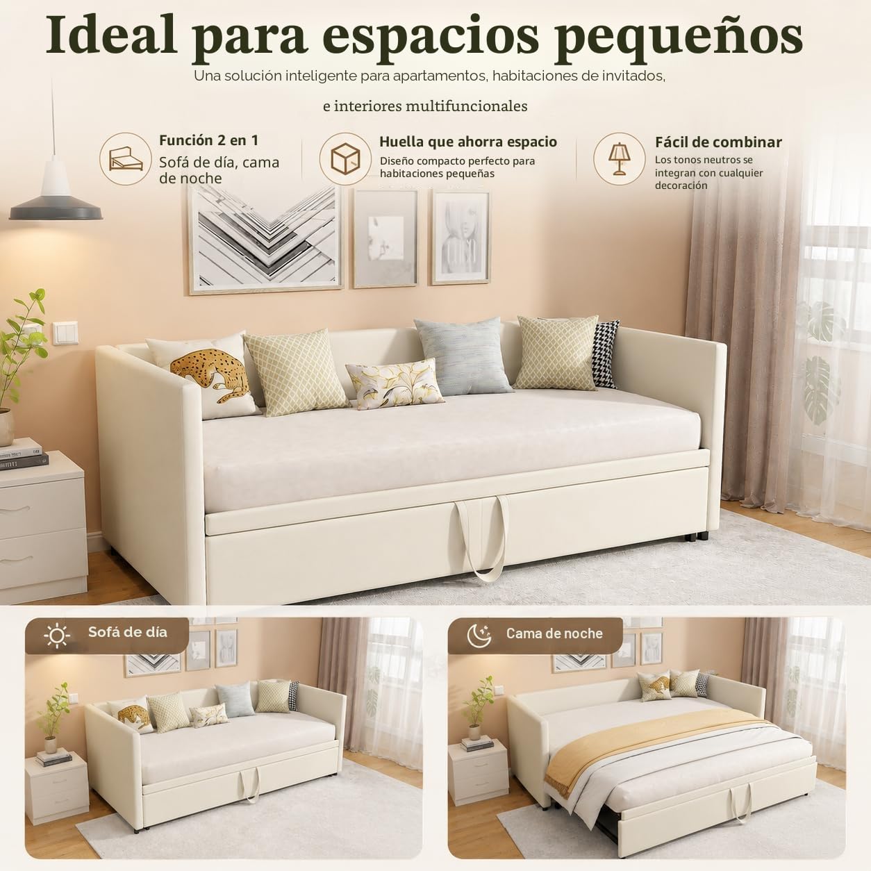Sofá Cama Multifuncional Extensible 90/180 x 200 cm, sofá de 2 plazas con función de Dormir y somier, tapizado en Terciopelo, Ideal para salón y habitación de Invitados (sin colchón)