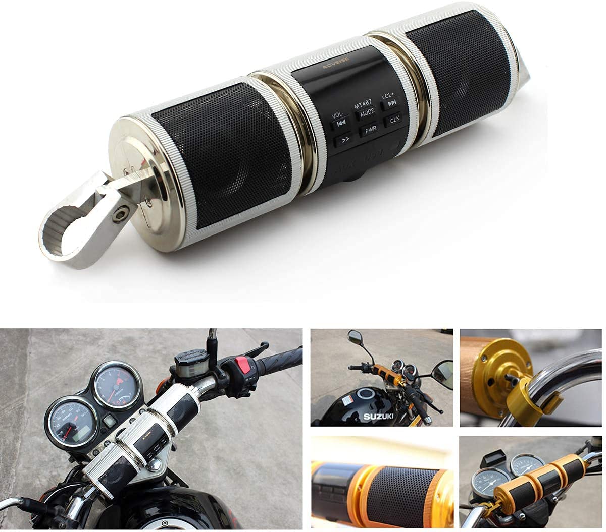 Baceyong Audio Bluetooth per moto, radio per bici FM Bluetooth impermeabile 12V con sistema audio stereo per mountain bike, moto d'acqua, radio telecomando, lettore MP3