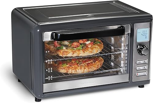 Hamilton Beach Horno freidora de aire digital para encimera con funcionalidad segura y nítida, 6 en 1, rango de temperatura de 150-450⁰F, 1800W,