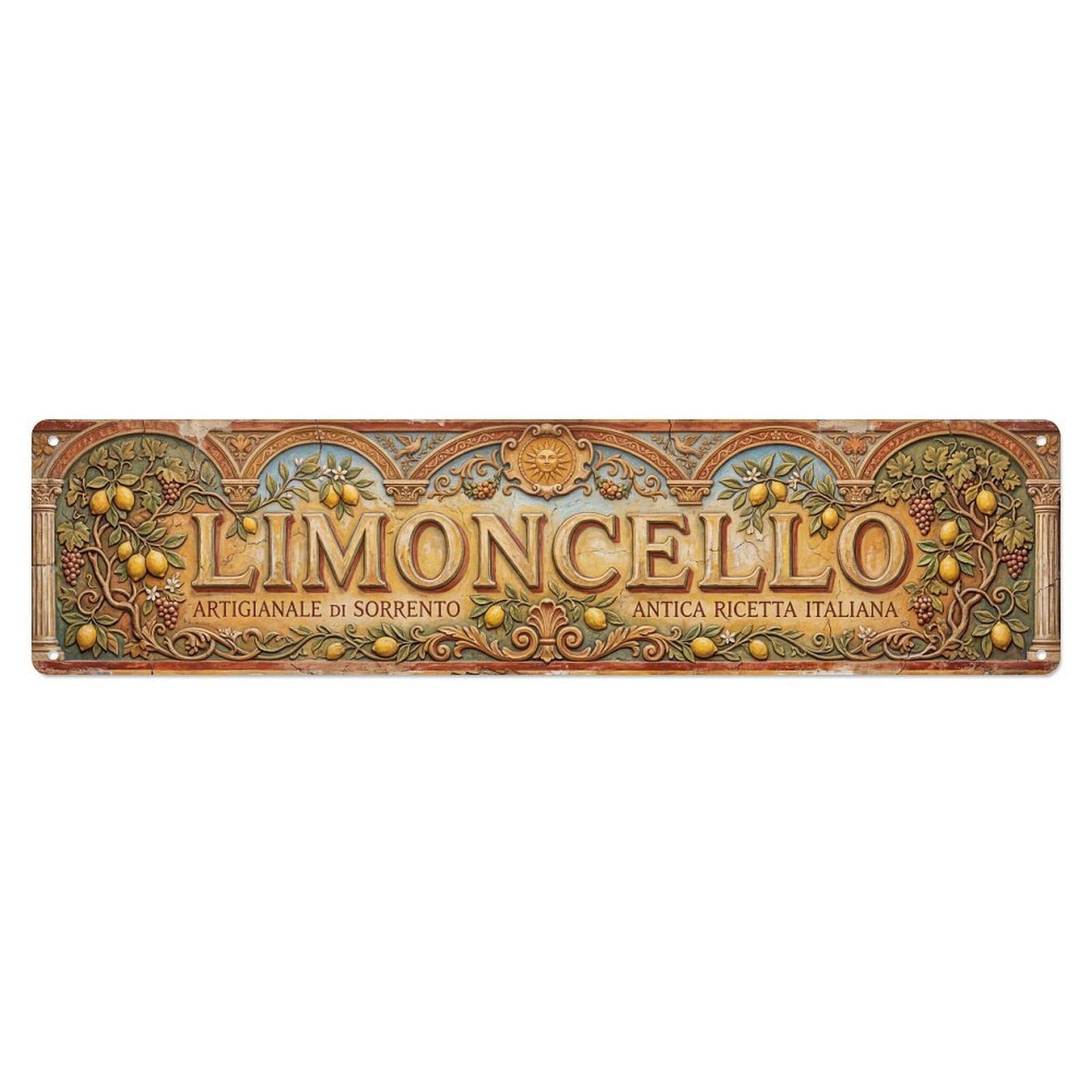 Vintage Limoncello Fresco Relief Bar Metal Tin Sign Plaque Wall Decor for Cafe, Club, Garden Metal Poster 4x16Inch