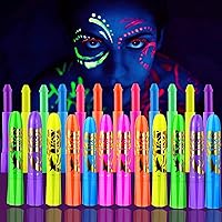 Vista 1 de 12 piezas de maquillaje de pintura facial y corporal con luz negra, kit de pintura facial que brilla en la oscuridad, palos de pintura de neón