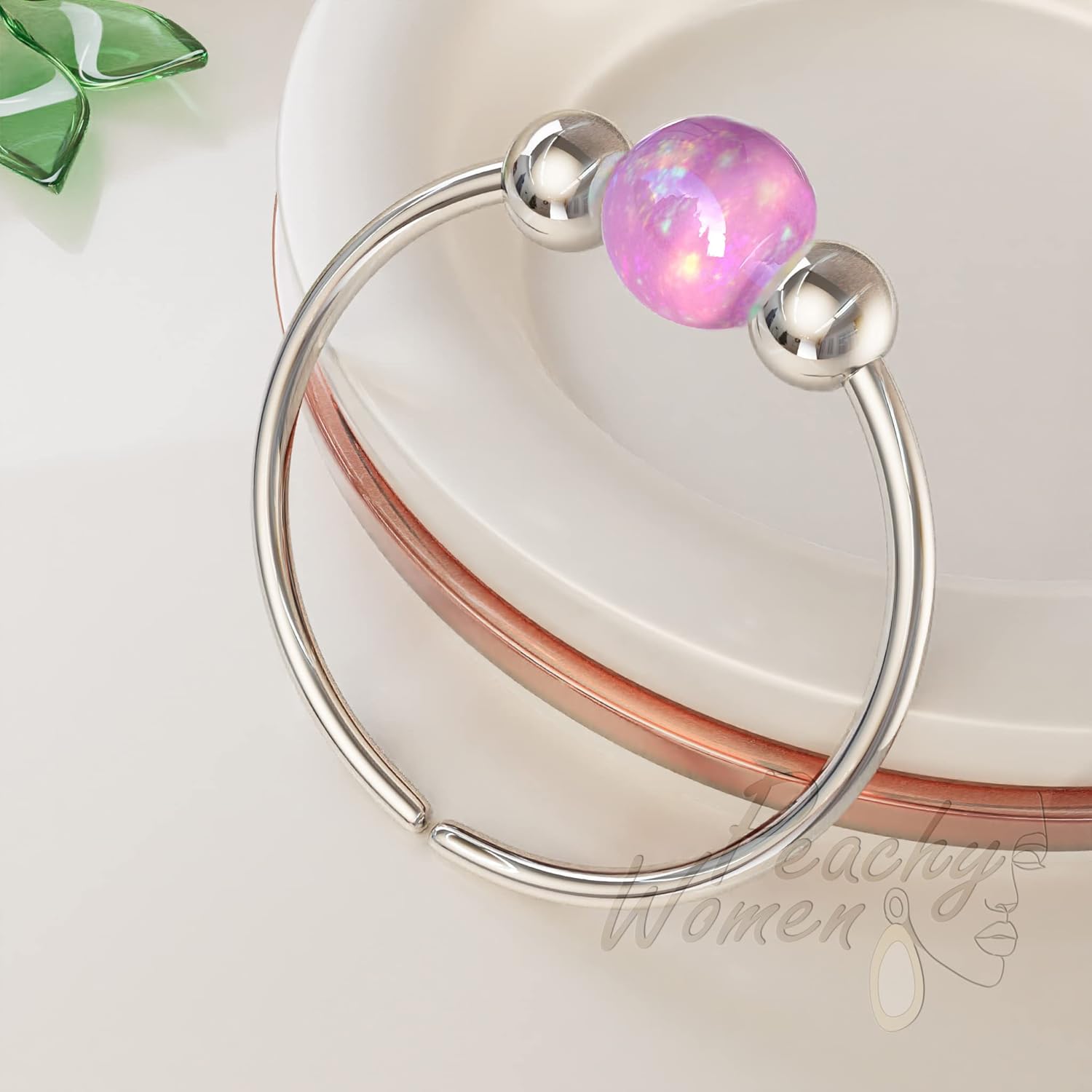 20G Silver Nose Rings + Opals - Image 4