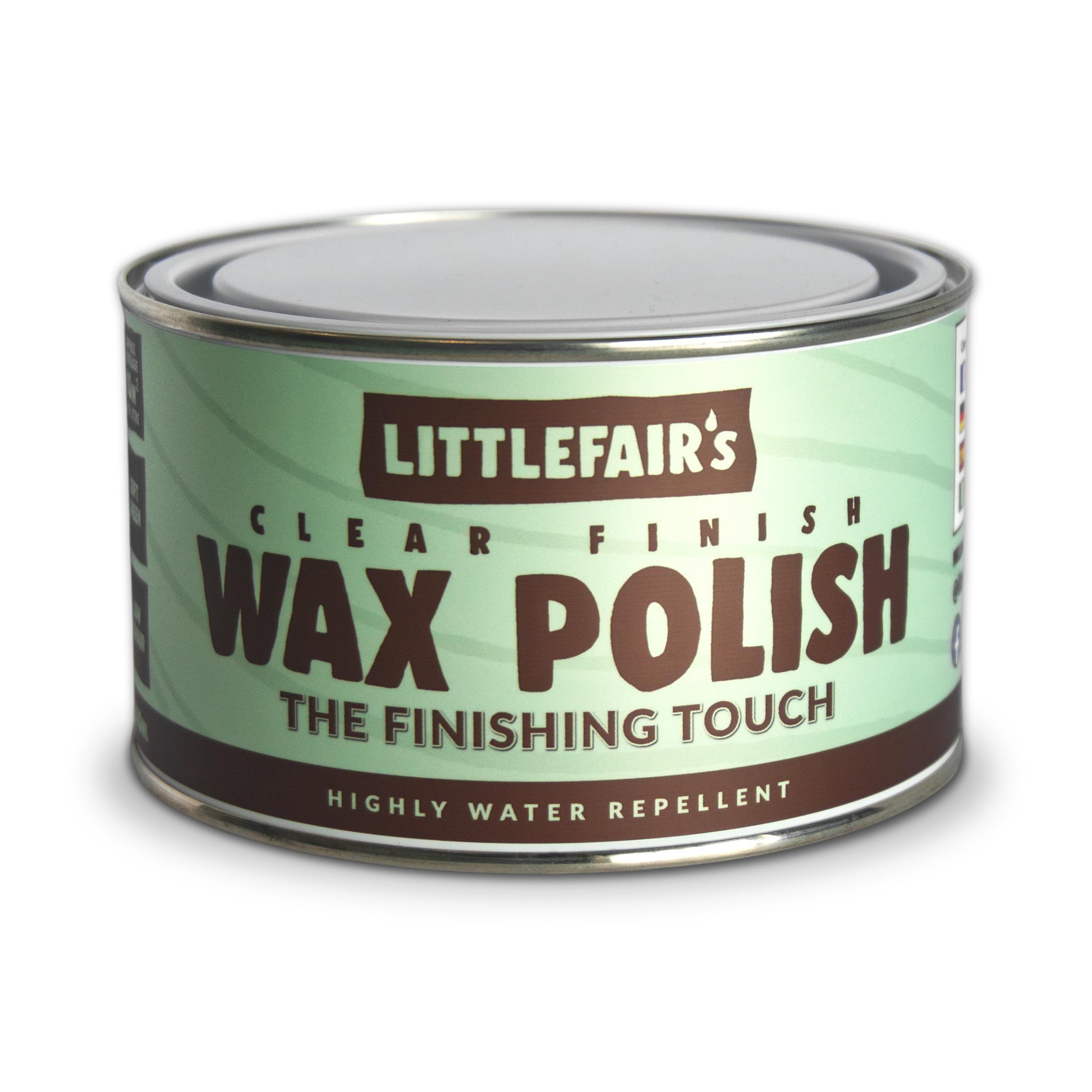 Littlefair's Wax Polish (500ml, Clear Finish) - Non-Toxic, Highly Water Repellent Wood Wax for Furniture