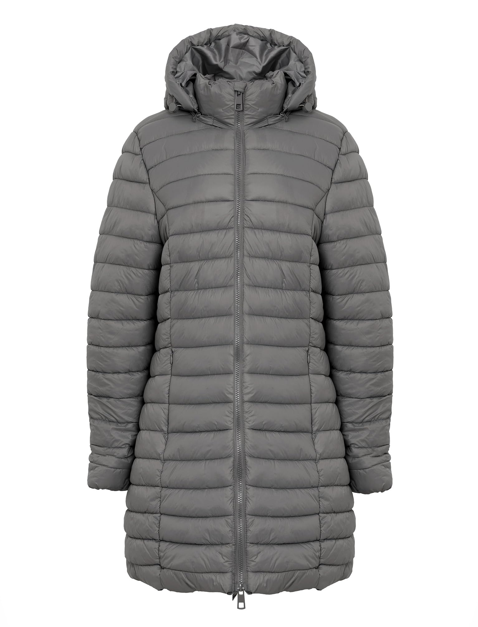 AMARA REYA Women's 'Olivia' Longline Quilted Puffer Coat with Detachable Hood