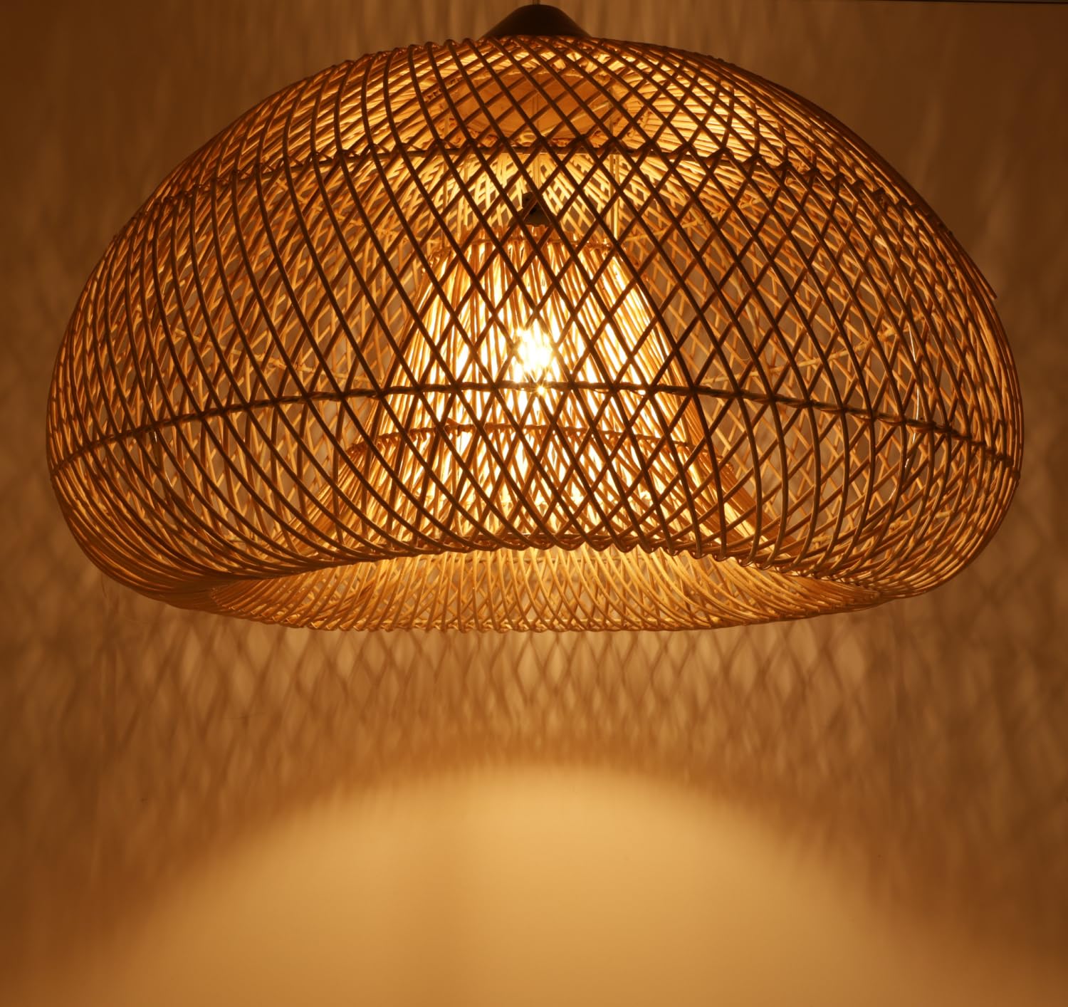 Guru-Shop Lámpara de Techo Grande, Hecha a Mano en Bali con Material Natural, Ratán - Modelo Marilla, 40x60x60 cm, Lámparas Colgantes de Materiales Naturales