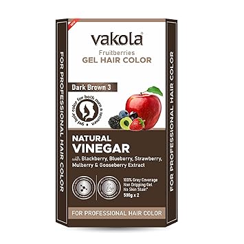 Dark Brown 20 Minutes Gel Hair Color, Fruitberries Extracted - 100% Grey Coverage, No Skin Stain- 500ML Developer and 500ML Colorant, Pack of 1