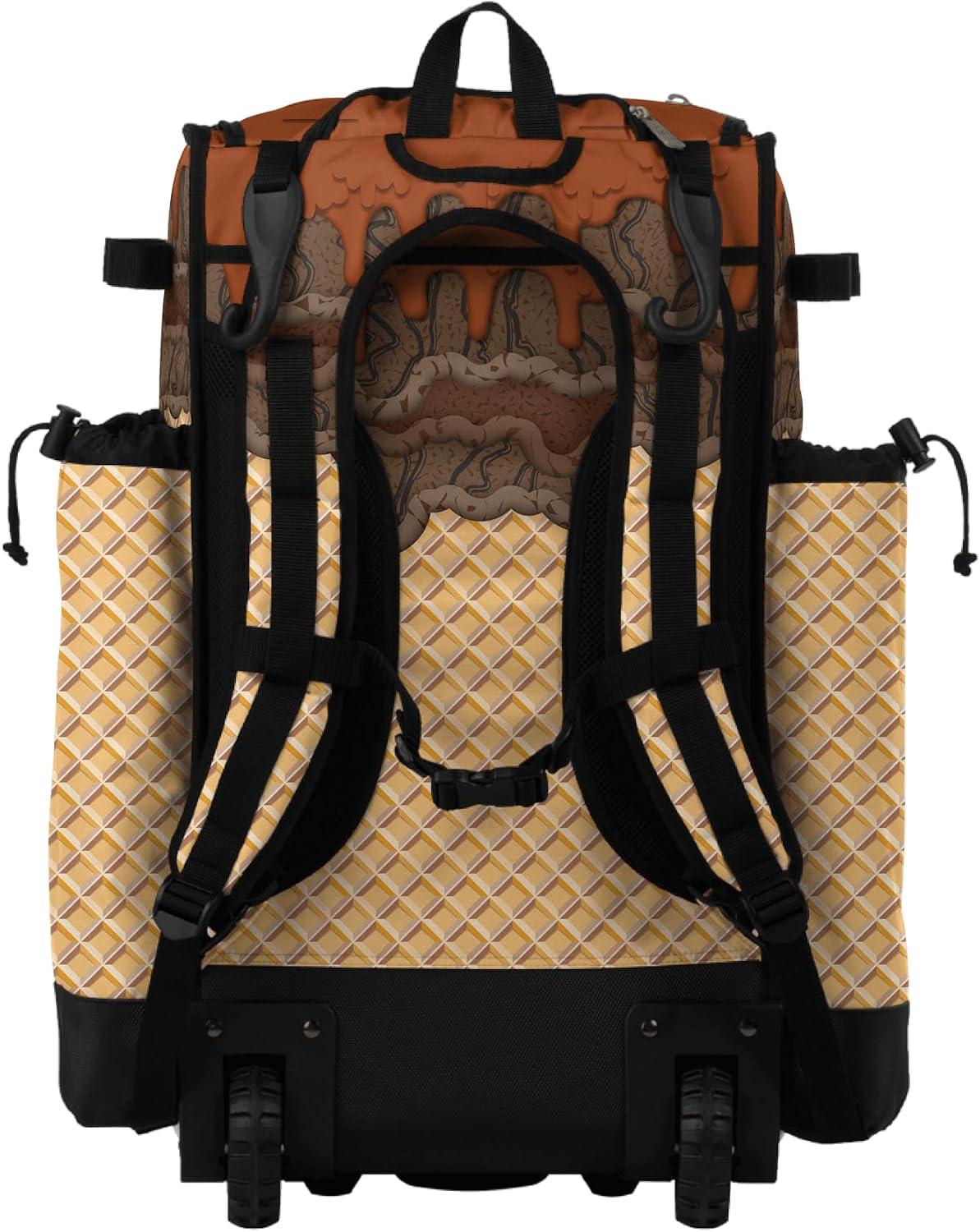 Boombah Superpack Hybrid Rolling Bat Bag - Wheeled & Backpack Version - Ice Cream Double Chocolate Gold/Brown/Oak Brown