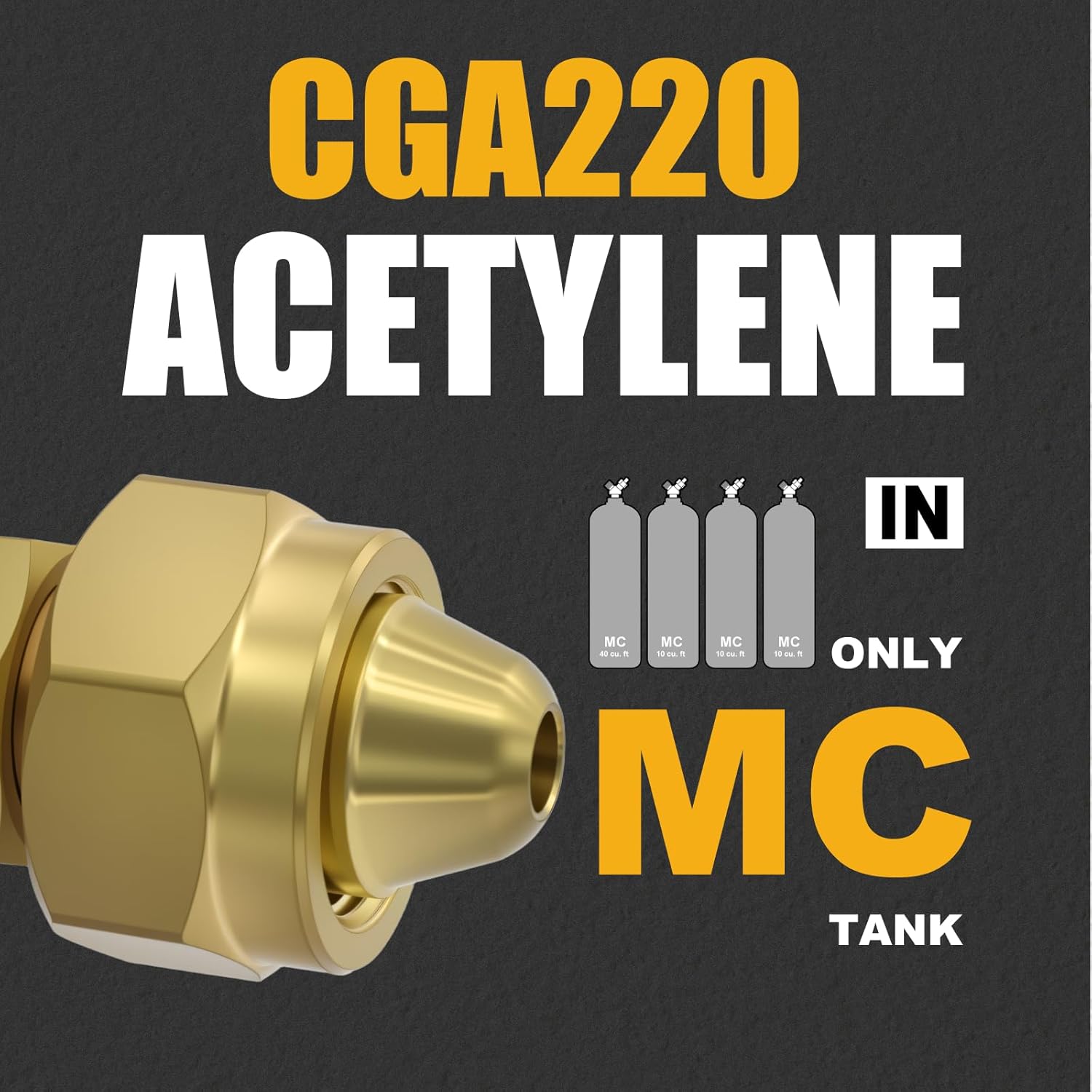 AR-MC CGA200 MC Tank Acetylene Regulator, Matching Turbo Style Acetylene Kit, Air Acetylene
