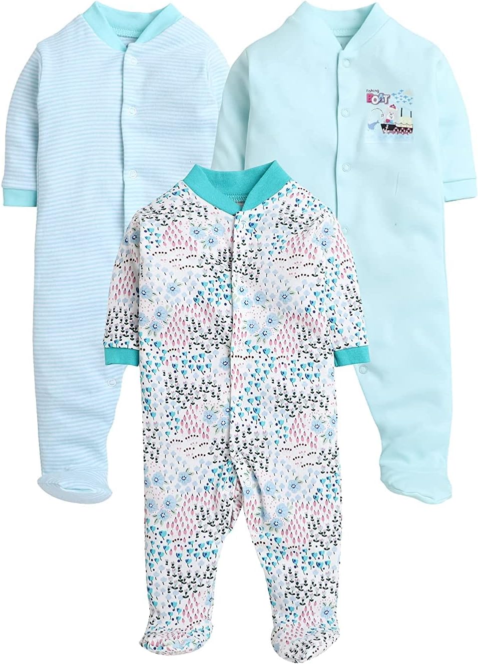 EIO100% Cotton Rompers Sleepsuits Jumpsuit Night Suits for Infants Newborn Baby Boys & Girls