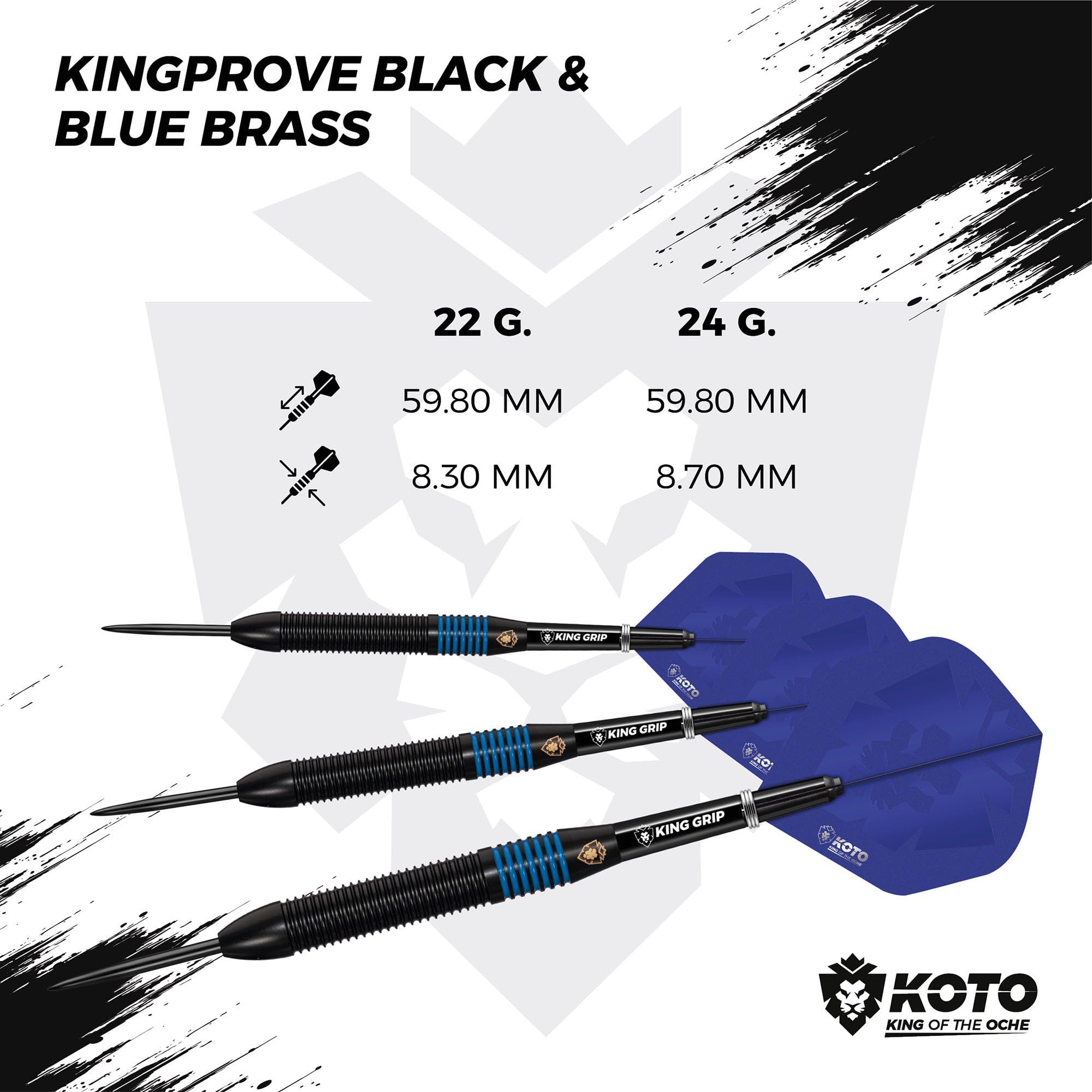 KOTO - Kingbomb Black & Red Darts 23 Gram, Dartpijlen, Rood, Darts Set Incl. 3 Barrels, KOTO Flights Shafts & Dartwallet, Stevige Ringgrip