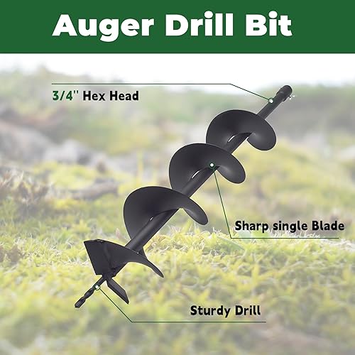 Miniatura 10 de ALL-CARB Broca de taladro de 8 x 31 pulgadas para jardín, broca en espiral, taladro de tierra o excavadora de agujero para paraguas con eje de 34