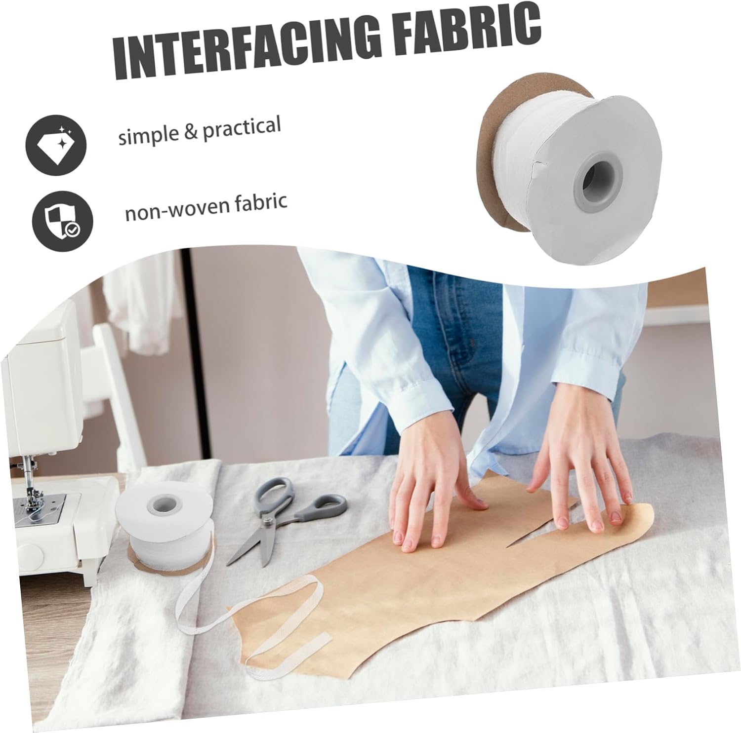 Lurrose Non-Woven Interlining Pellon Fusible Interfacing Strip for Clothing DIY Sewing Bonding Fabric