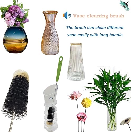 Miniatura 7 de Paquete de 2 cepillos para botellas de 16 pulgadas, cepillos de limpieza de mango largo para limpieza de botellas de cuello largo y estrecho, agua,