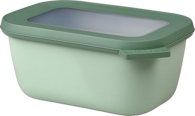 Mepal Multi Bowl Cirqula Rectangular – Mikrowellen Geschir – Geeignet als Luftdichte Aufbewahrungsbox für den Kühlschrank, Mikrowellengeschirr & als Frischhaltedosen – 750 ml – Nordic sage