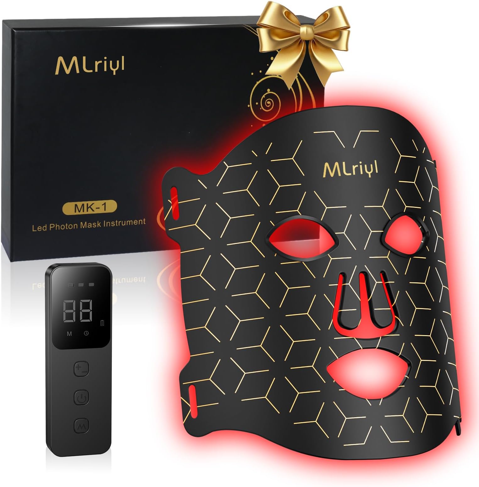 MLriyl Red Light Therapy for Face,7-Mode Face Mask Led Light Therapy.Red Light for Face, 850nm Near Infrared Conducted FSA Red Light Therapy for Facial,Portable red Light Therapy for use at Home