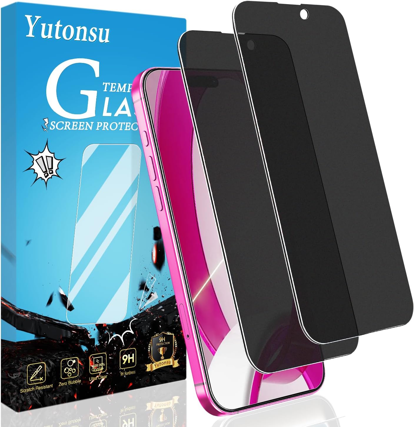 2 Pack Matte Privacy Screen Protector for iPhone 16 Plus/15 Plus
