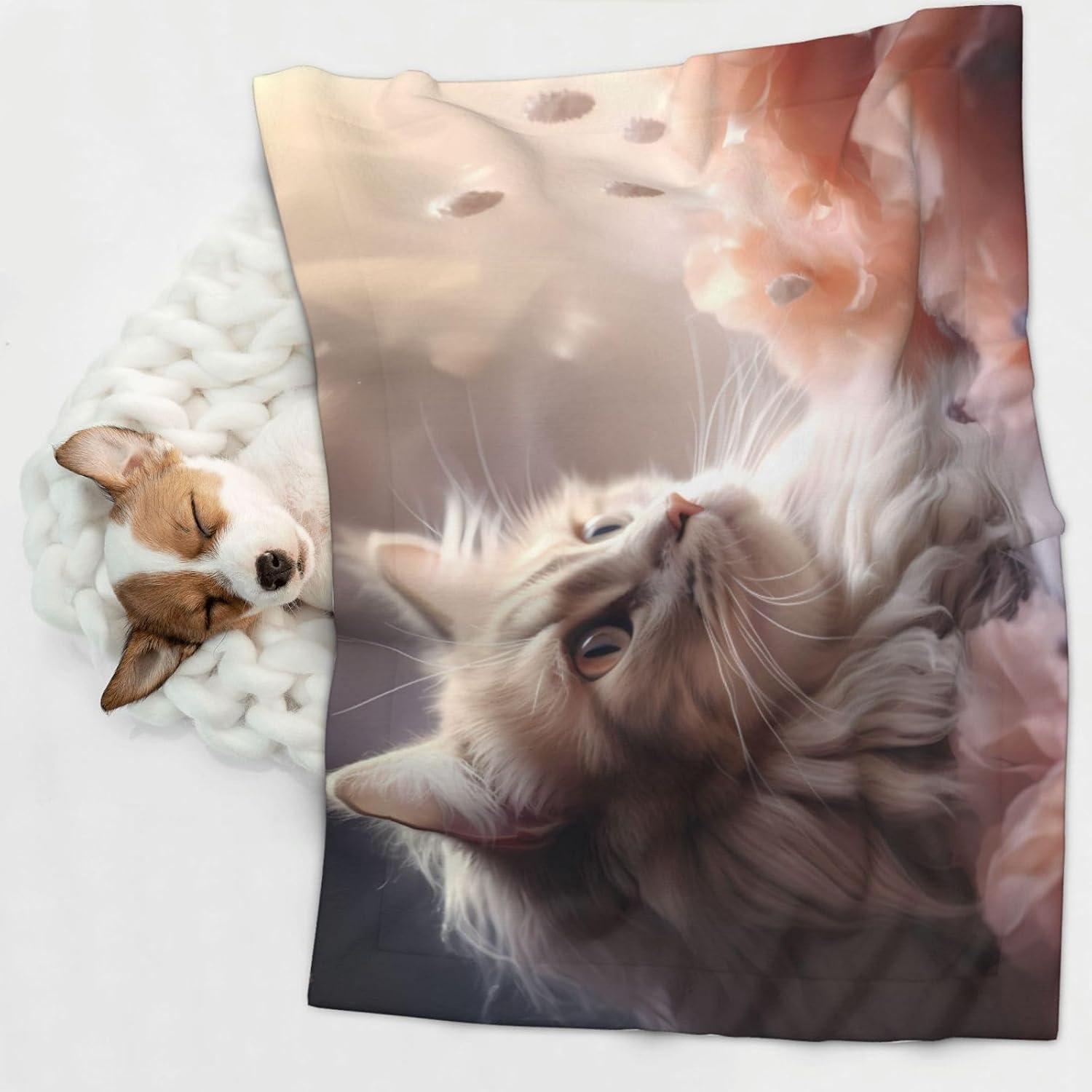 Cute pet cat Large Pet Blanket - Multiple, Dog Kennel mat, cat Basket Lining, Foldable and Portable