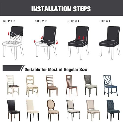 Miniatura 5 de Juego de 6 fundas para sillas de comedor, fundas de asiento elásticas de terciopelo para sillas de comedor, extraíbles y lavables, fundas