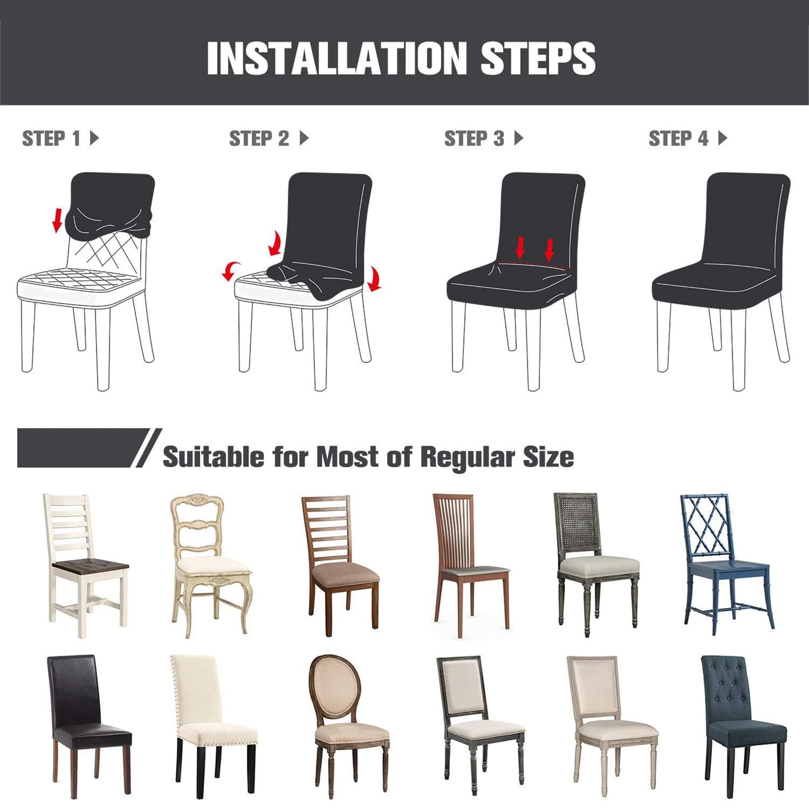 Lot de 2/4/6 housses de chaise de salle à manger en velours extensible, amovibles et lavables, protection élégante pour hôtel et cérémonie