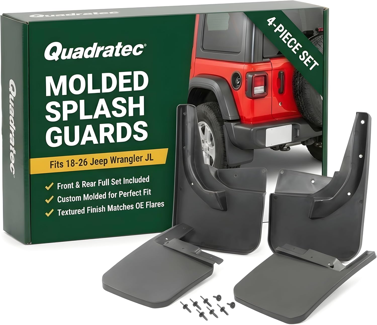 Quadratec Molded Splash Guards 4-Piece Set for Wrangler JL (2018–2022)