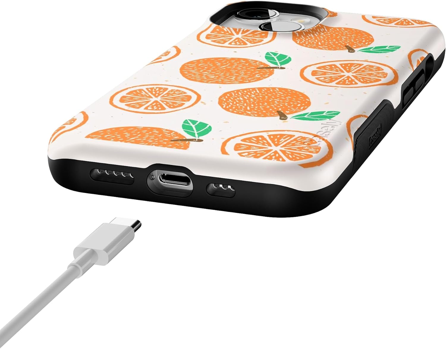 Casely iPhone 14 Case | Main Squeeze | Orange Stamped | Bold Protective Design | Compatible with MagSafe