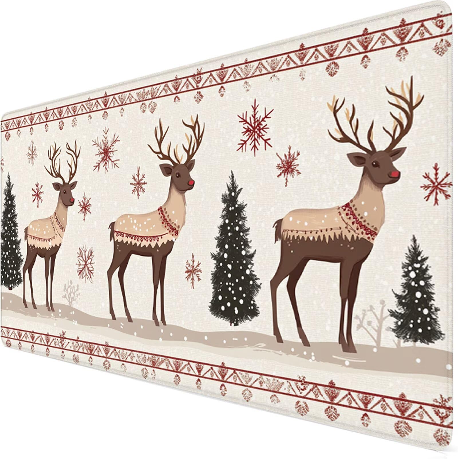 Podkładka pod mysz XXL 1200x600x3mm Podkładka pod mysz z jeleniem Zima poprawia precyzję i szybkość, wodoodporne antypoślizgowe, szyte krawędzie, akcesoria do gier, komputer, prezent dla mężczyzn Y7