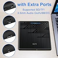 Vista 3 de NOLYTH Unidad de DVD externa para Mac, USB CD ROM Burner Unidad externa para portátil con ranura de audio SD TF de 0.138 in, unidad de disco óptico