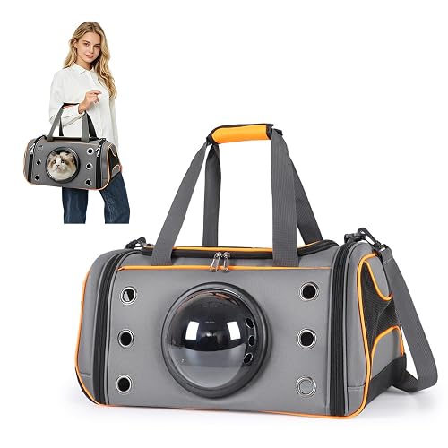 PETCUTE Transportín Perro Gato, Bolsa de Transporte Transpirable para Mascotas con Colchón Suave