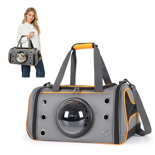 PETCUTE Transportín Perro Gato, Bolsa de Transporte Transpirable para Mascotas con Colchón Suave