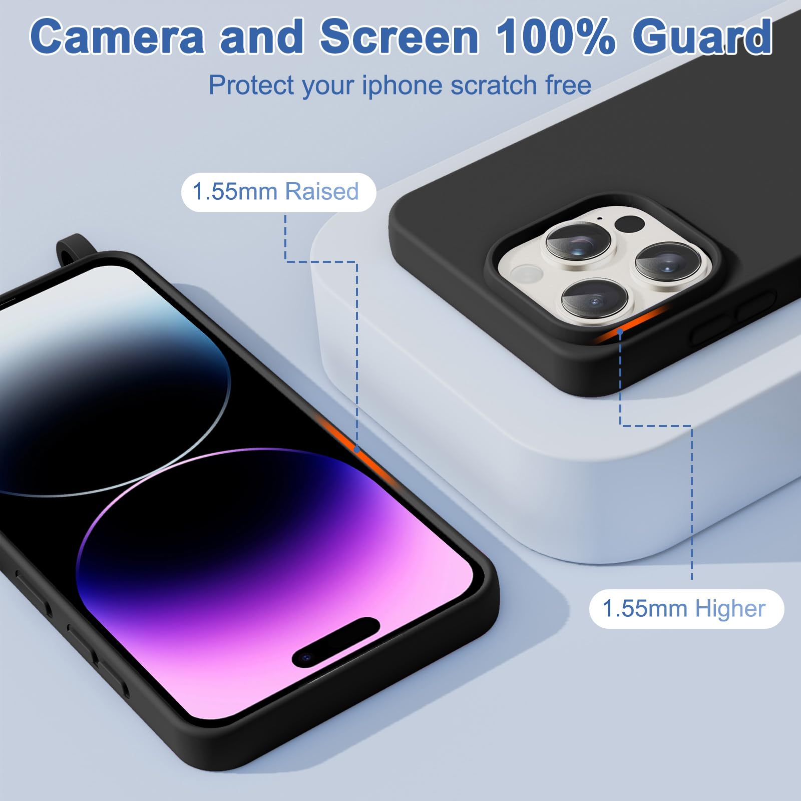Pnakqil per Magnetica Cover per iPhone 15 Pro Max con Cordino, Compatibile con MagSafe, Ultra Sottile Cuore Silicone Custodia con Laccio Tracolla, Elettrolitico TPU Case con Collana, Nero