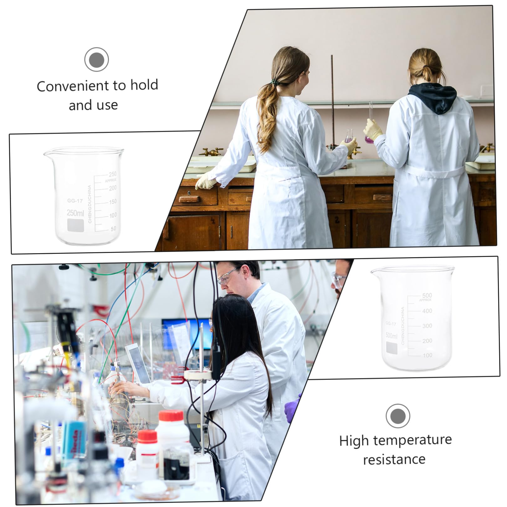 Alipis Tazas Medidoras Escala Precisa de Vidrio Borosilicato Resistentes al Calor Juego de 5 para Experimentos Científicos y Medición de Líquidos