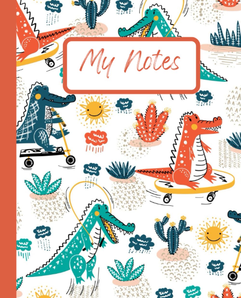 Composition Notebook: Giddy Gator by Lilly Bleu, 120 Pages or College-Ruled Paper for Scholastic or Personal Journaling Use, for Kids, Teens and Adults, 7.5 x 9.25 Inches