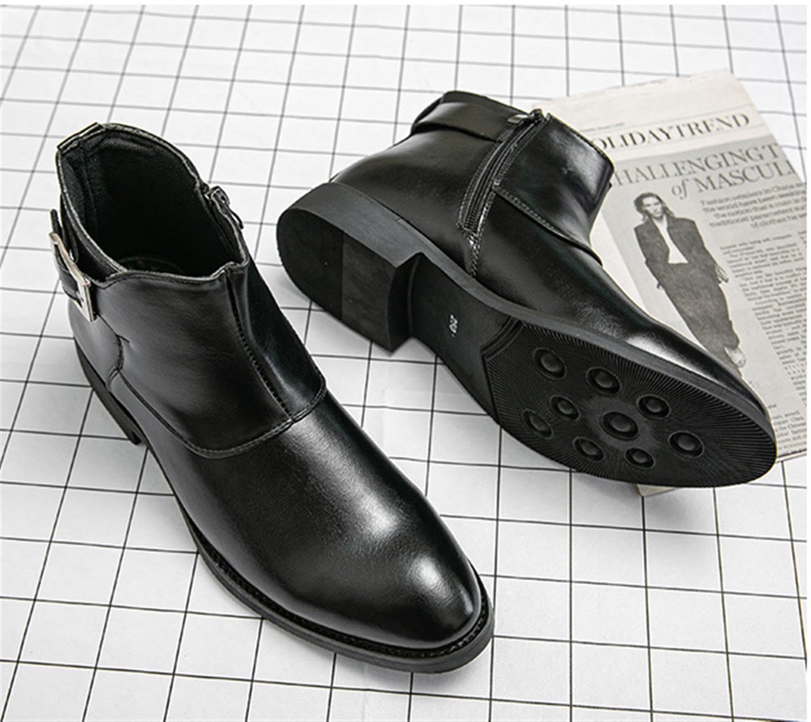 Stivaletti Uomo Pelle Scarpe Eleganti Business con Fibbia Laterale | Stivali Chelsea Uomo Pelle Tronchetti Formale Scarpe Lavoro Casual Fibbia Laterale Semplice