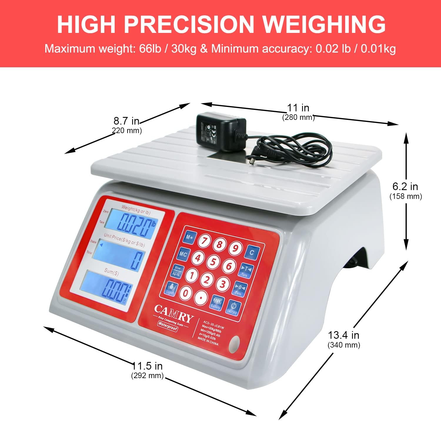 The scale's display showing the KG/LB unit conversion button and the weight displayed in both pounds and kilograms.