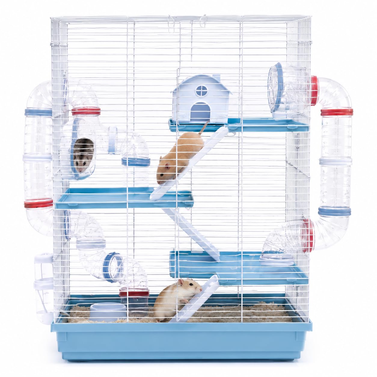 Dear Pet Dayang 511DB Multi-Level Large Hamster Cage with Transparent Tunnel System, Exercise Wheel, Platforms & Ramp,Spacious Small Animal Habitat for Hamsters, Gerbils, Mice & Rats 47x30.2x70 cm-image-45